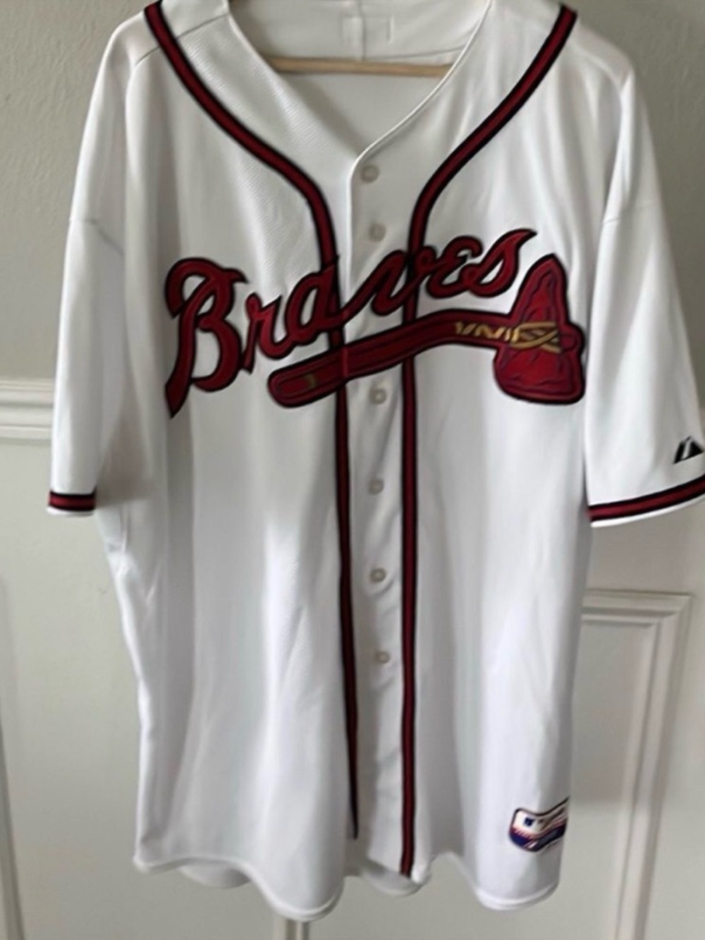 Atlanta Braves Authentic Majestic Jersey Size 60 White MLB On Field - Picture 6 of 10